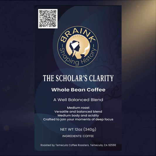 BrainK coffee specialty label details called The Scholar's Clarity