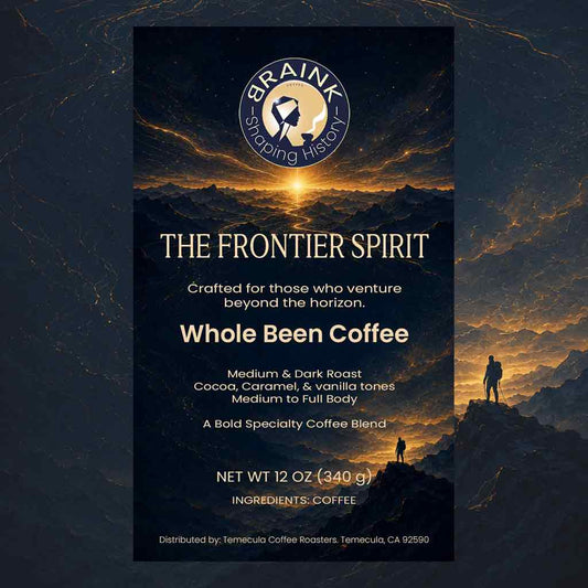 The Frontier Spirit specialty coffee label detail.