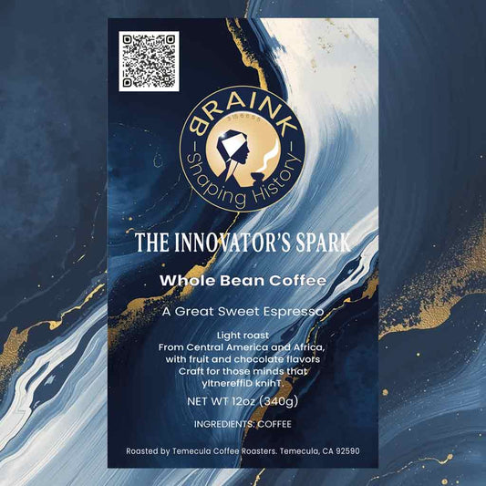 BrainK specialty coffee, label details. blend called The innovator´s spark